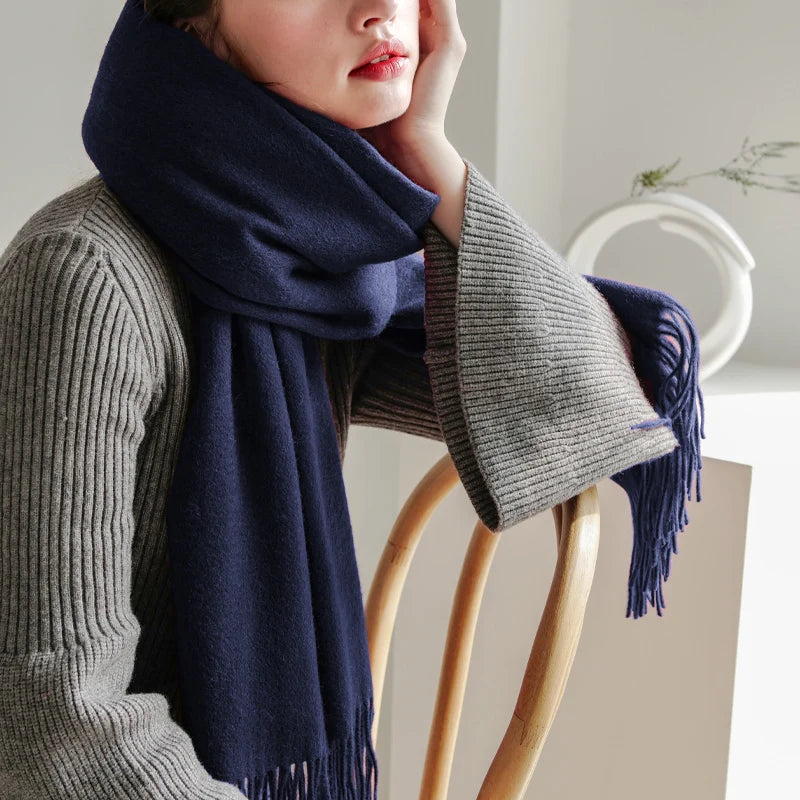Long Wool Scarf – Solid Colour