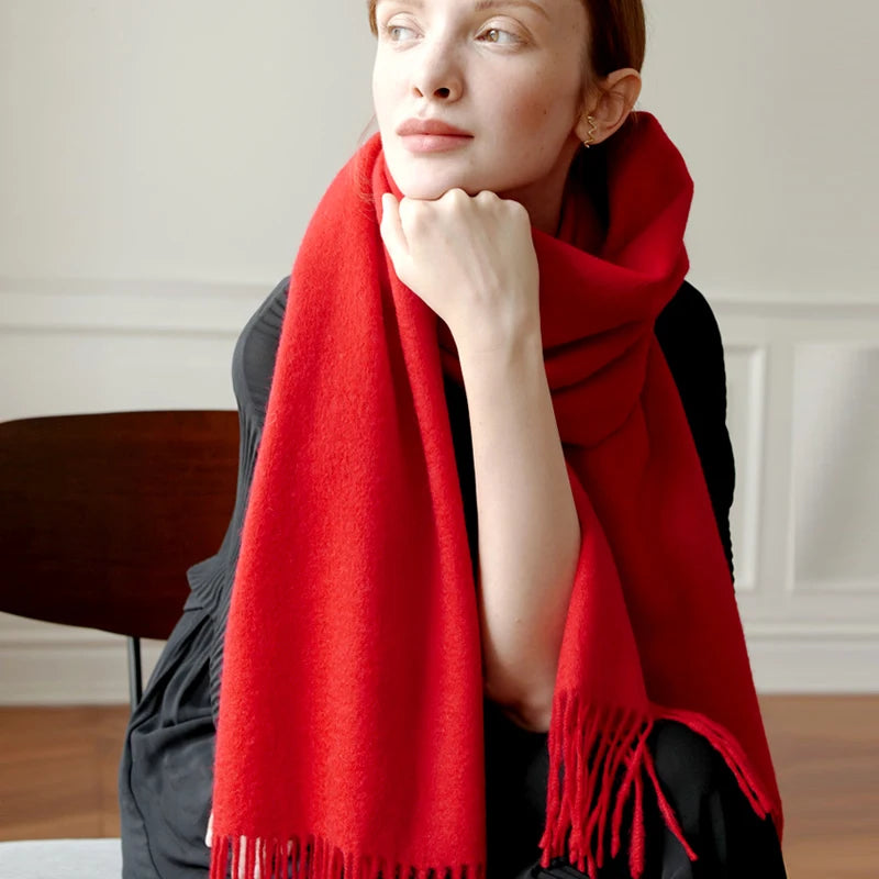 Long Wool Scarf – Solid Colour