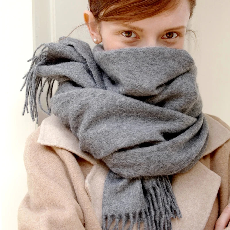 Long Wool Scarf – Solid Colour