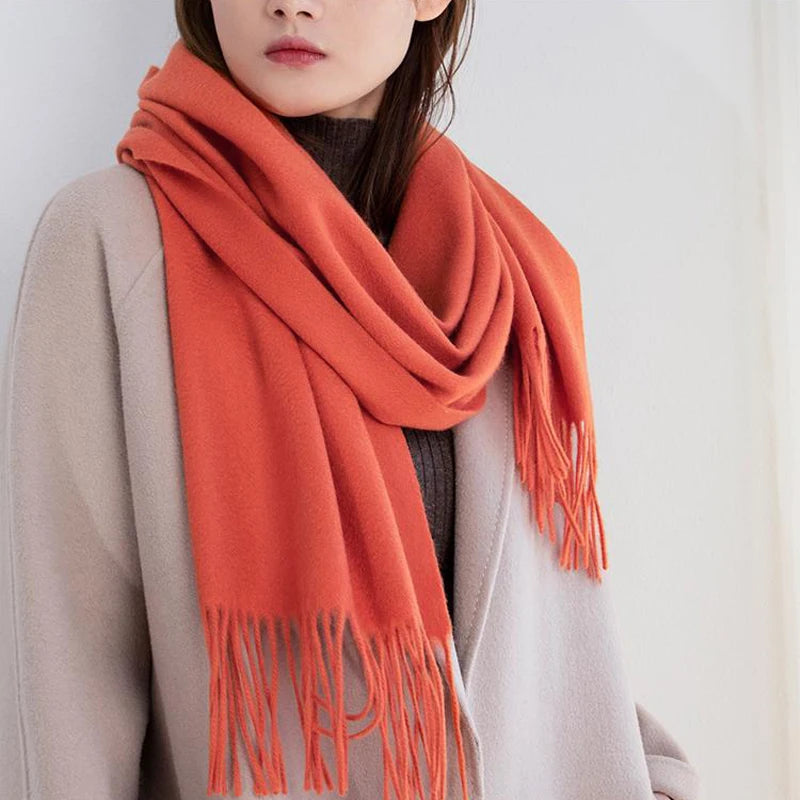 Long Wool Scarf – Solid Colour