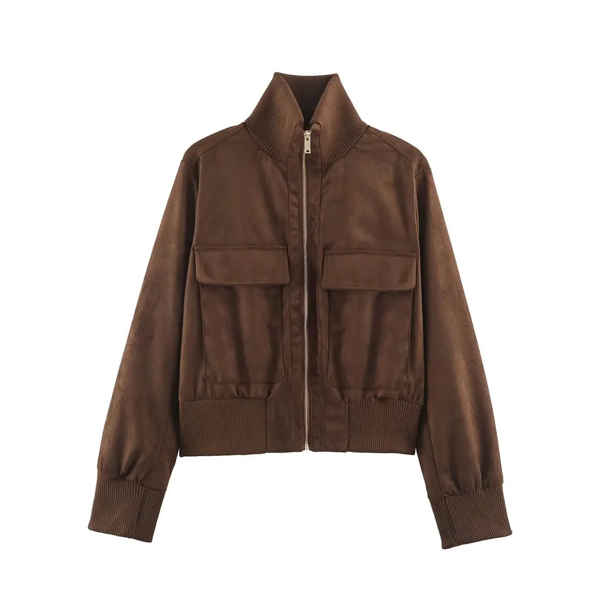 High-Neck Zip Jacket with Pocket Detailing