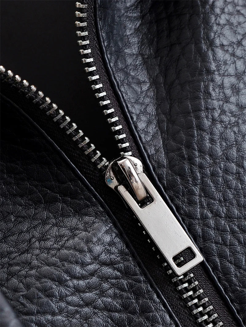 Zip-Front Faux-Leather Biker-Style Jacket