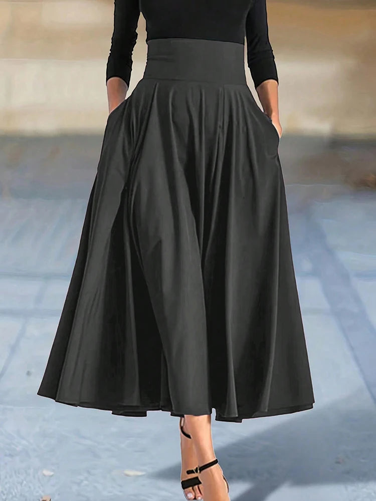 Bow-Detail A-Line Midi Skirt