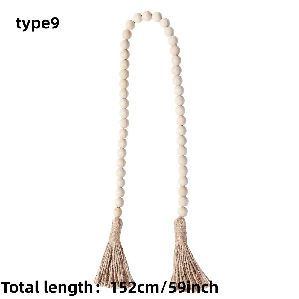 Boho Wood Bead Ornament with Jute Tassels
