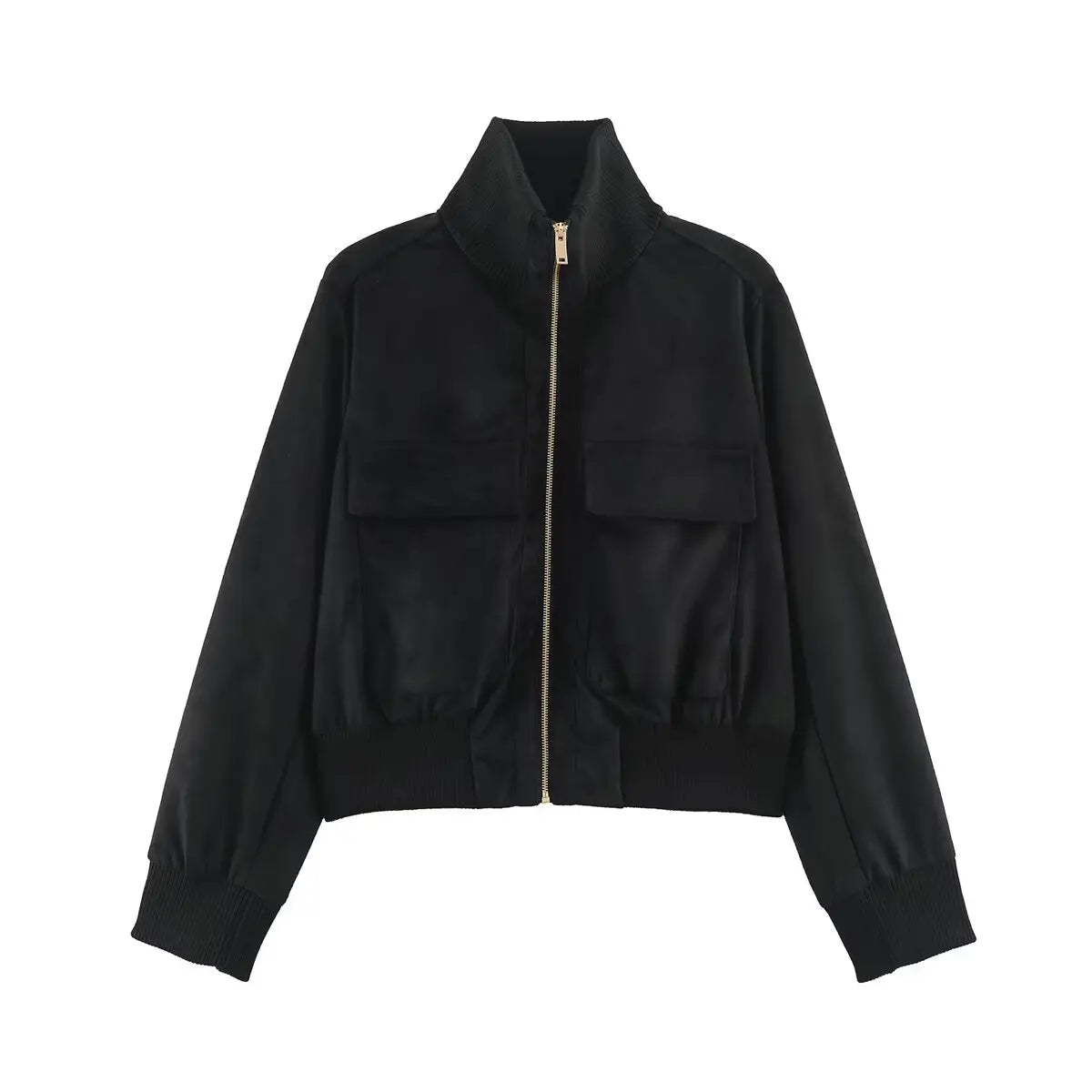 High-Neck Zip Jacket with Pocket Detailing