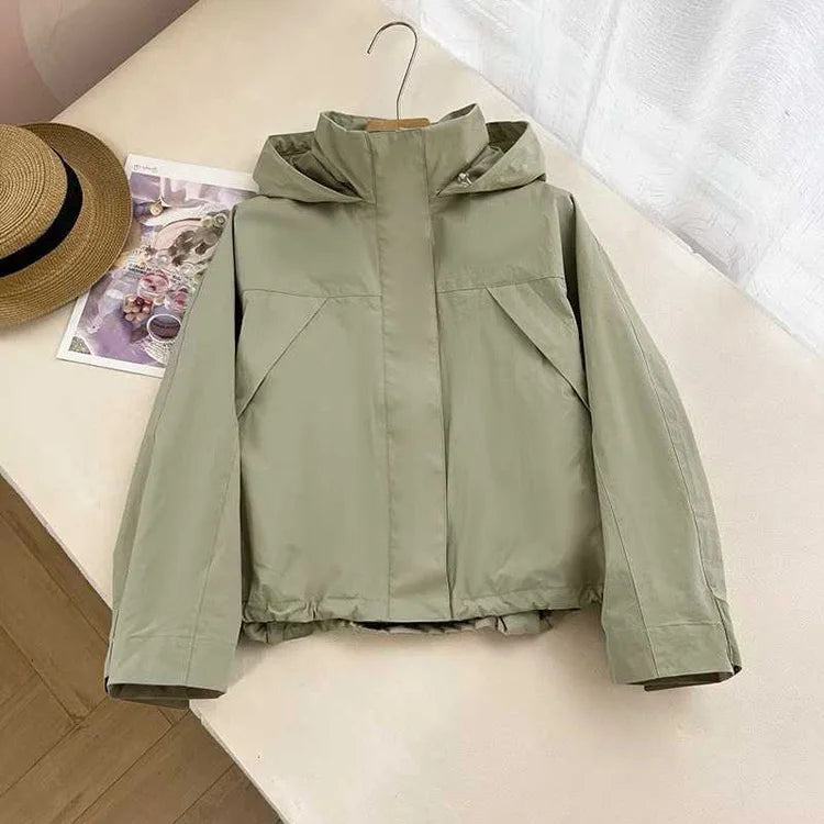 Lightweight Nylon Jacket with Concealed Hood