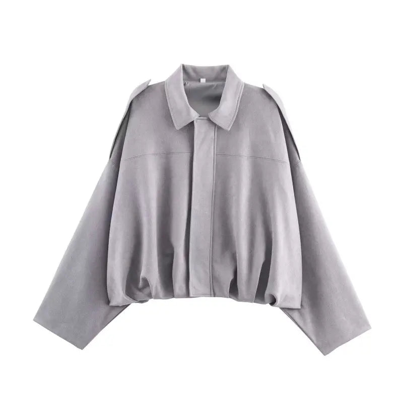 Relaxed Suede-Look Batwing Jacket