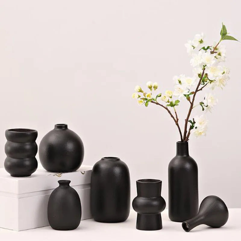 Black Ceramic Tabletop Vase