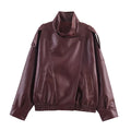 Zip-Front Faux-Leather Biker-Style Jacket