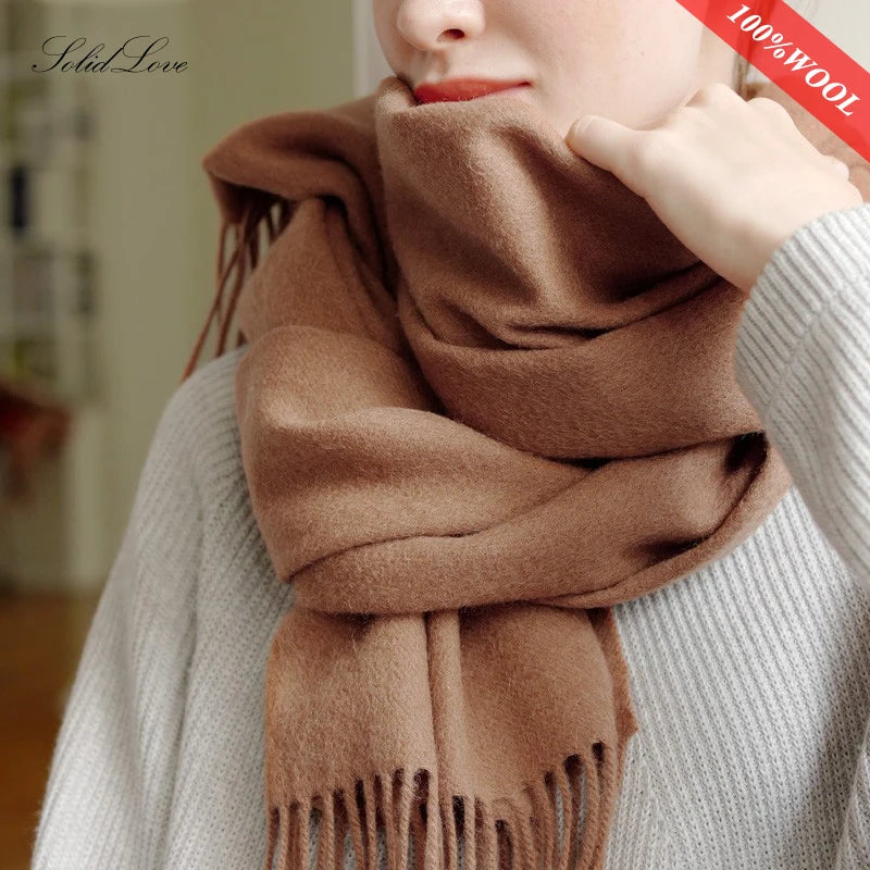 Long Wool Scarf – Solid Colour