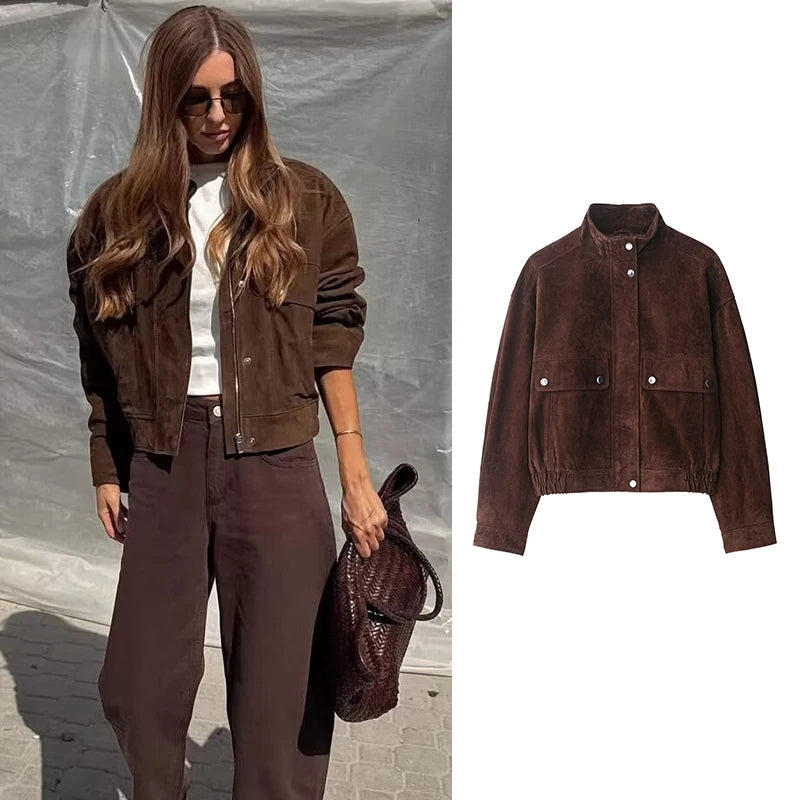 High-Neck Zip Jacket with Pocket Detailing