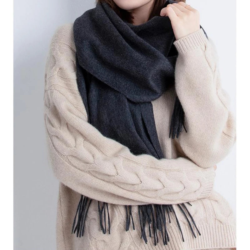 Long Wool Scarf – Solid Colour