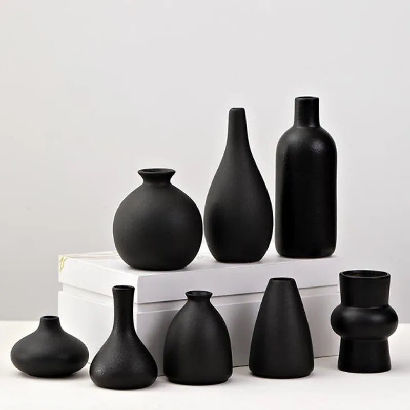 Black Ceramic Tabletop Vase