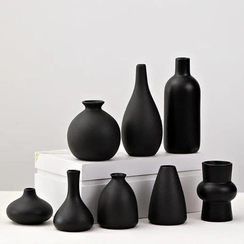Black Ceramic Tabletop Vase