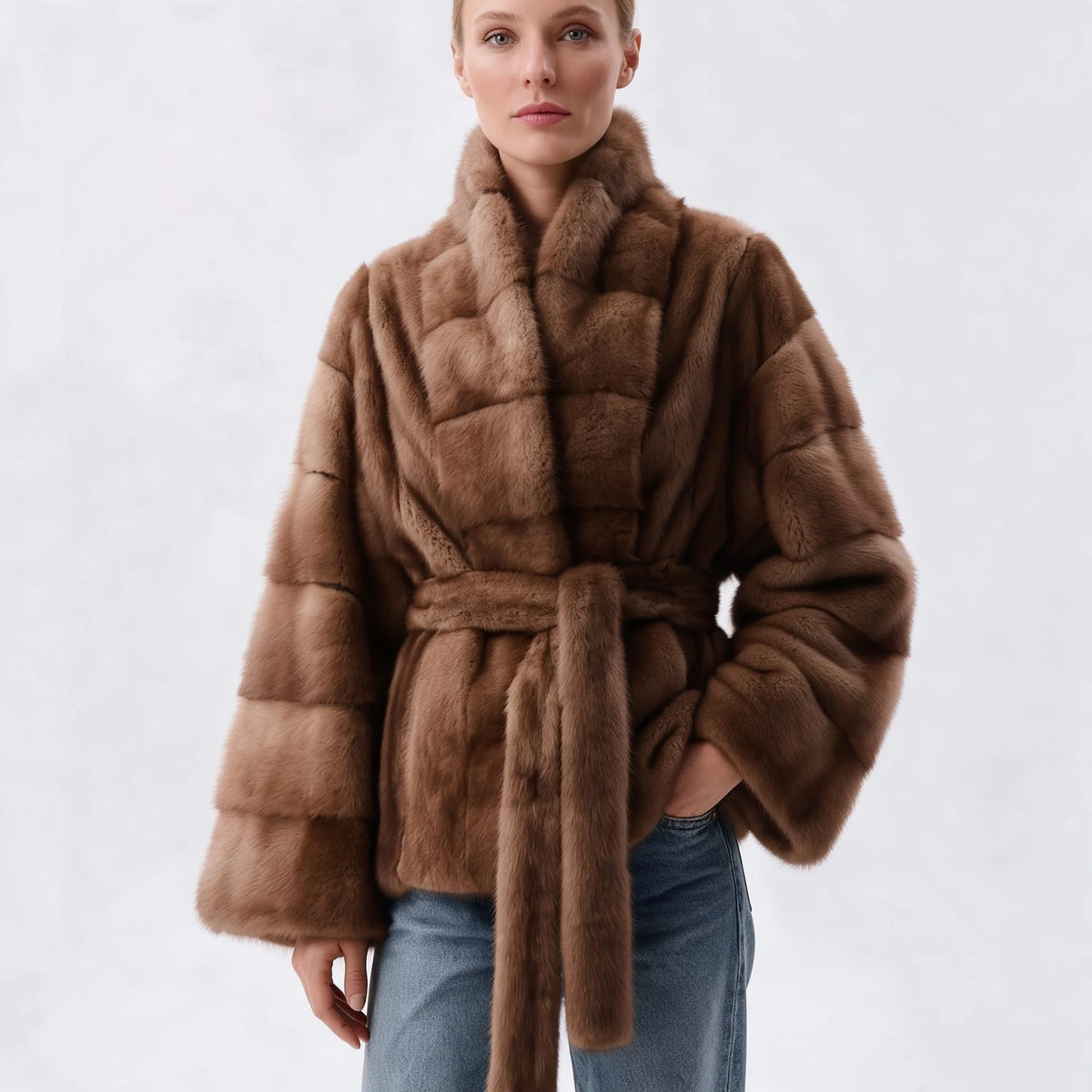 Belted Long-Sleeve Jacket