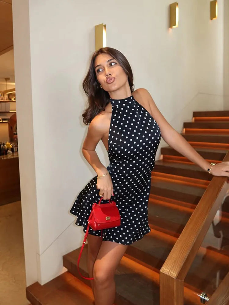 Sleeveless Polka-Dot Mini Dress