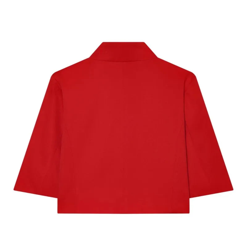 Stand-Collar Short-Sleeve Blazer
