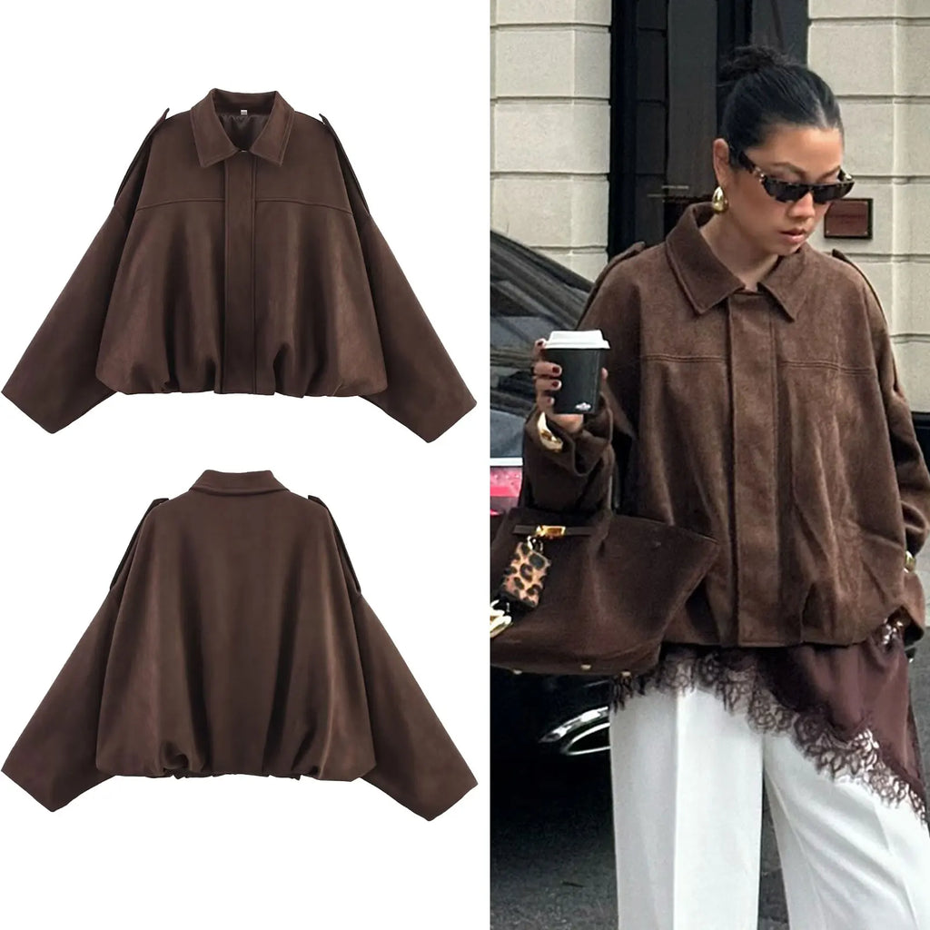 Relaxed Suede-Look Batwing Jacket