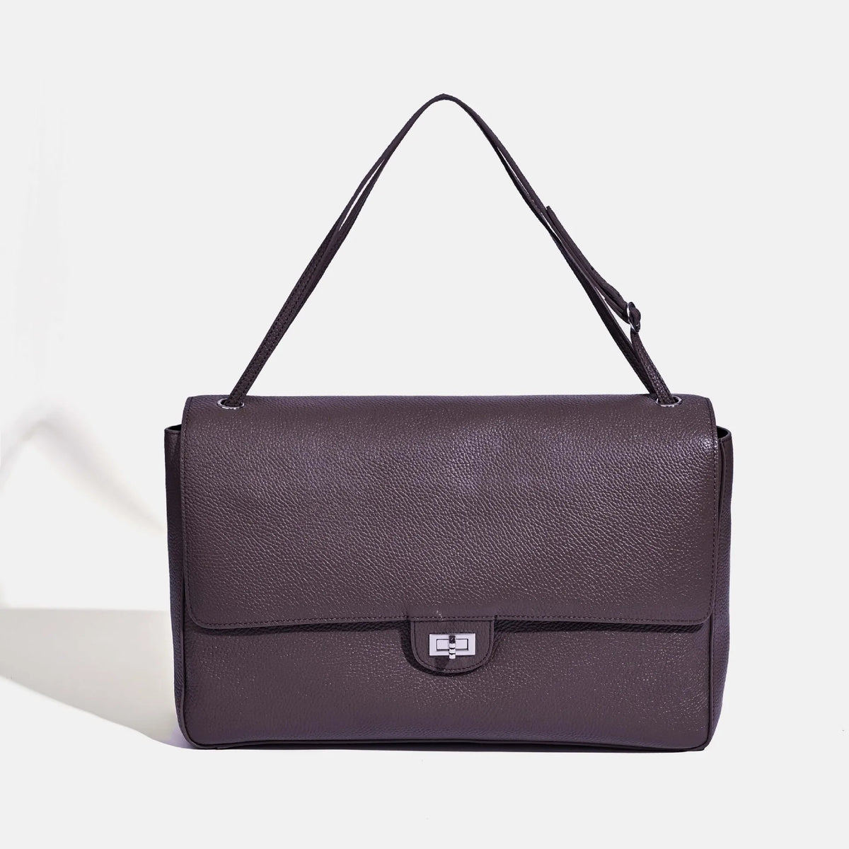 Leather Flap Shoulder Bag with Adjustable Strap