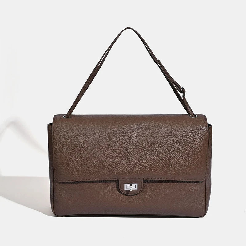 Leather Flap Shoulder Bag with Adjustable Strap