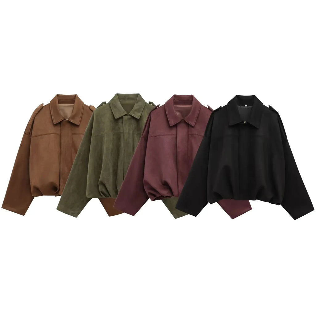 Relaxed Suede-Look Batwing Jacket