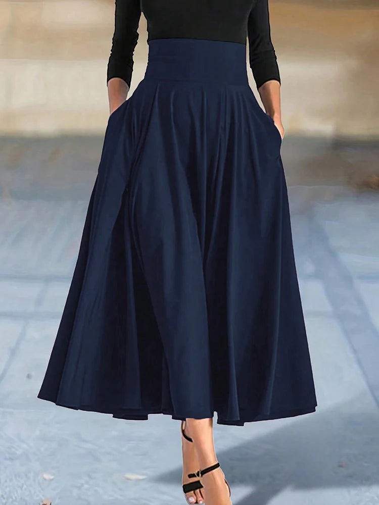 Bow-Detail A-Line Midi Skirt