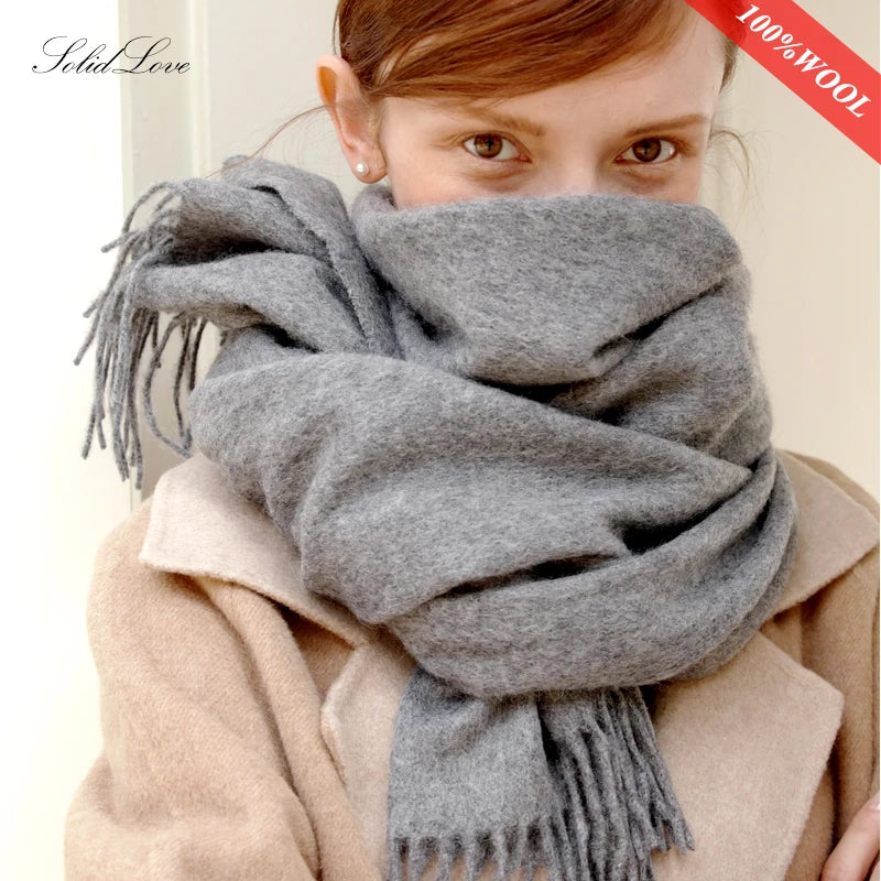 Long Wool Scarf – Solid Colour