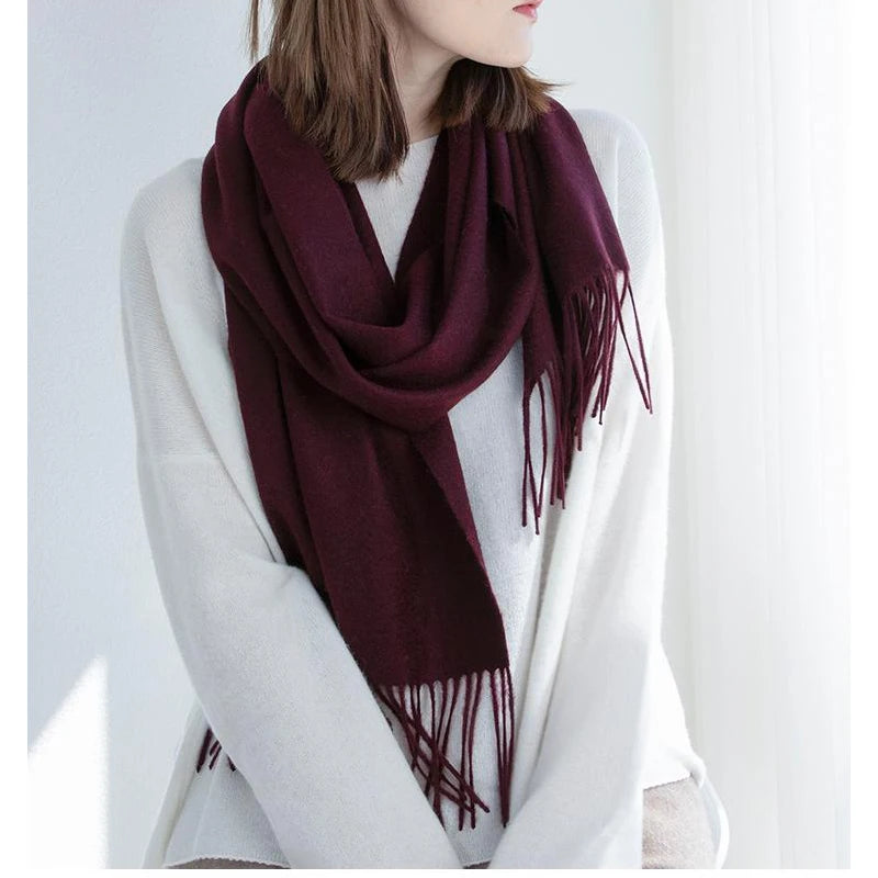 Long Wool Scarf – Solid Colour