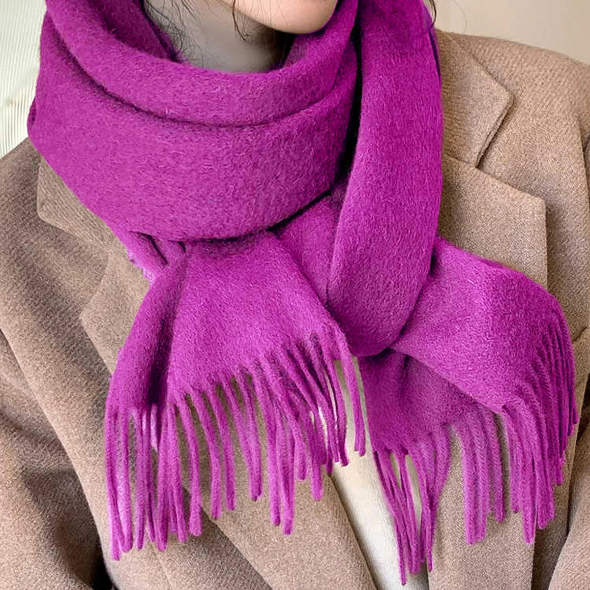 Long Wool Scarf – Solid Colour