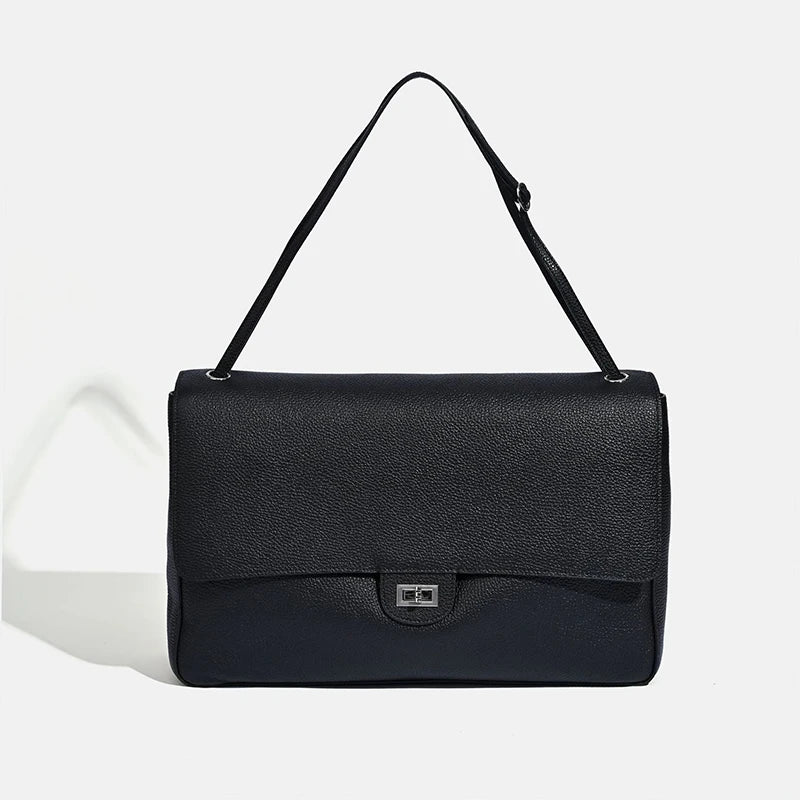 Leather Flap Shoulder Bag with Adjustable Strap