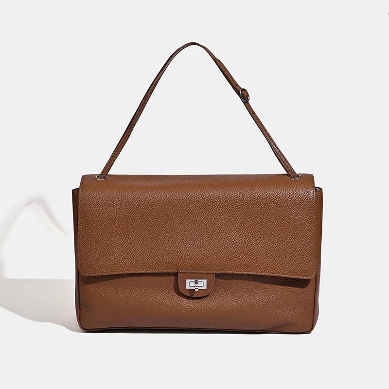 Leather Flap Shoulder Bag with Adjustable Strap