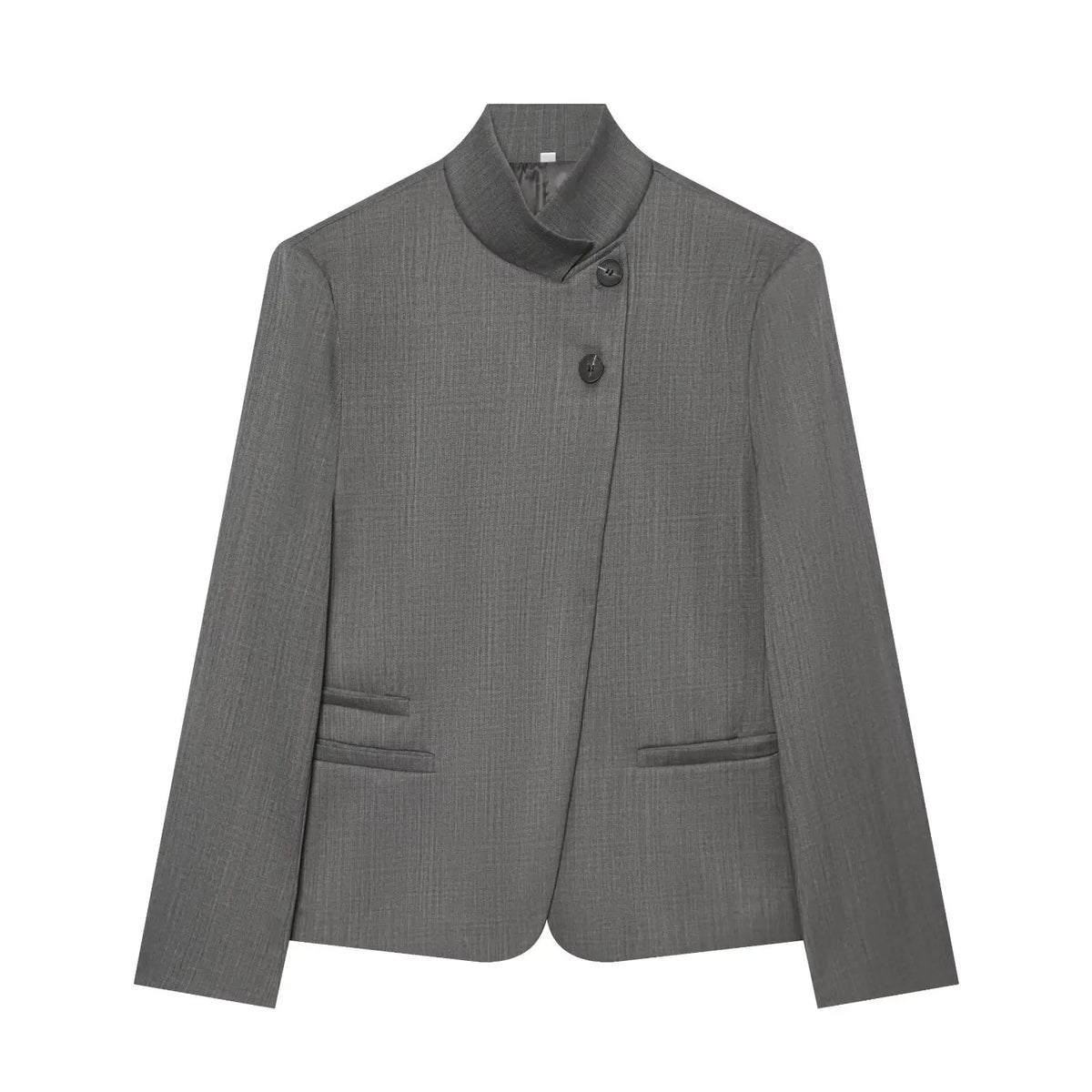 Stand-Collar Blazer with Pocket Detailing