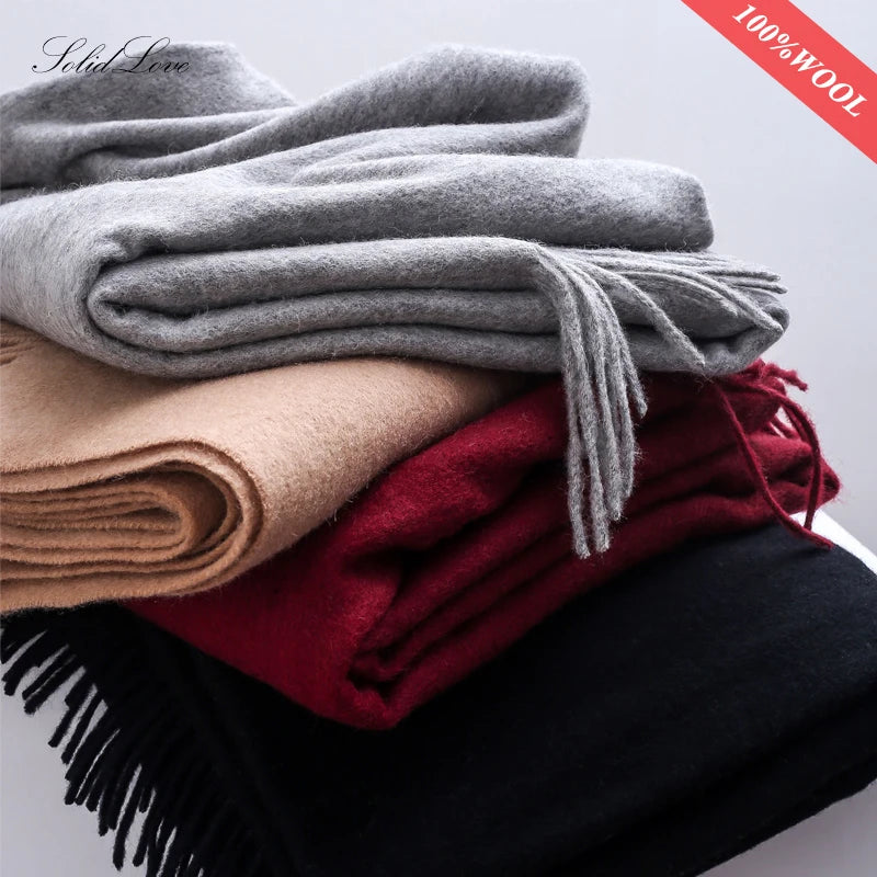 Long Wool Scarf – Solid Colour