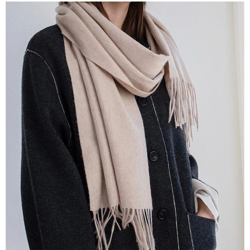 Long Wool Scarf – Solid Colour