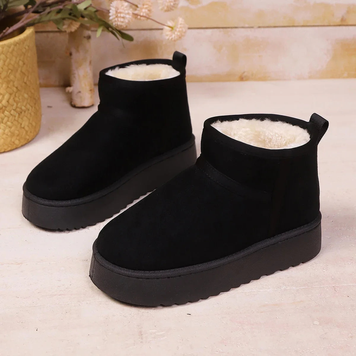 Flannel-Lined Slip-On Ankle Boots