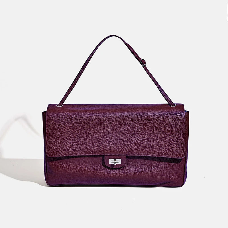 Leather Flap Shoulder Bag with Adjustable Strap