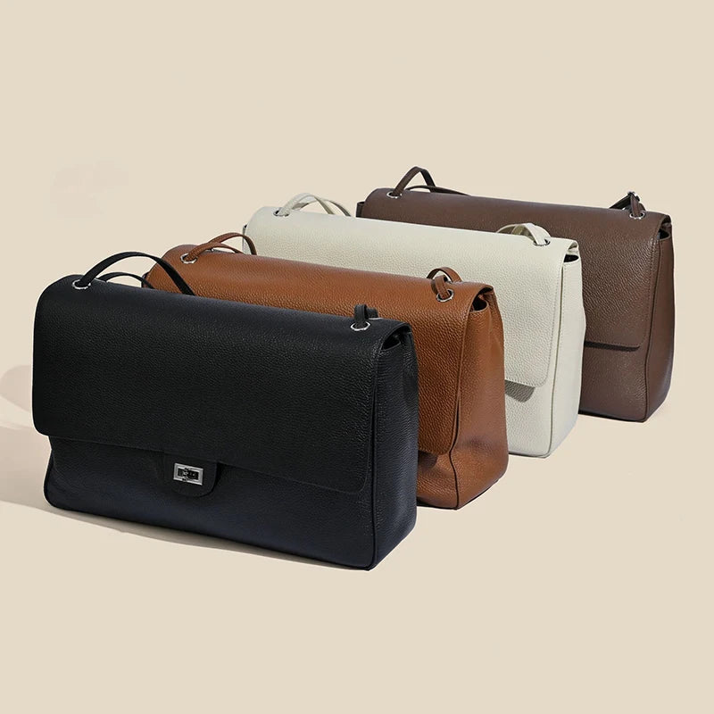 Leather Flap Shoulder Bag with Adjustable Strap