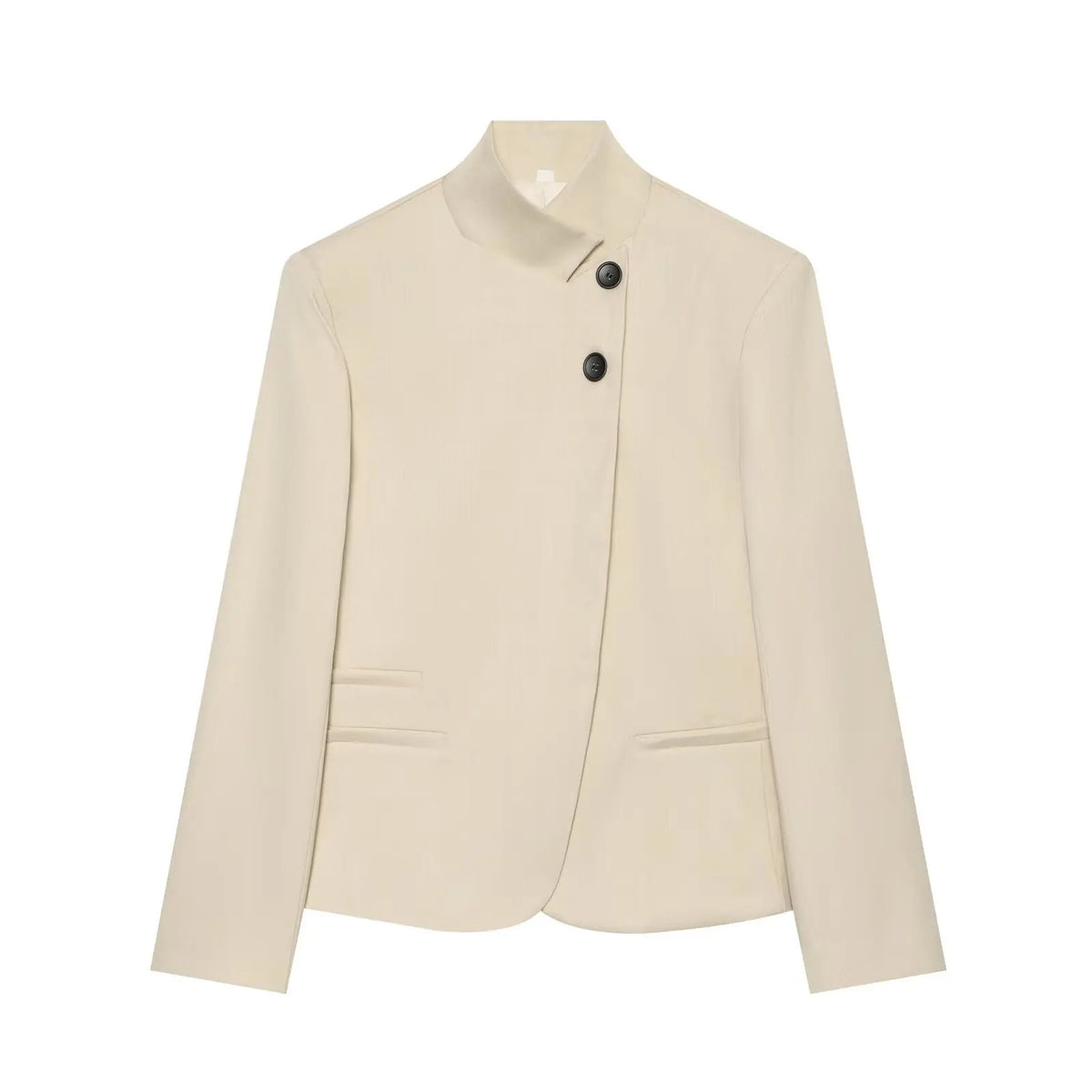 Stand-Collar Blazer with Pocket Detailing