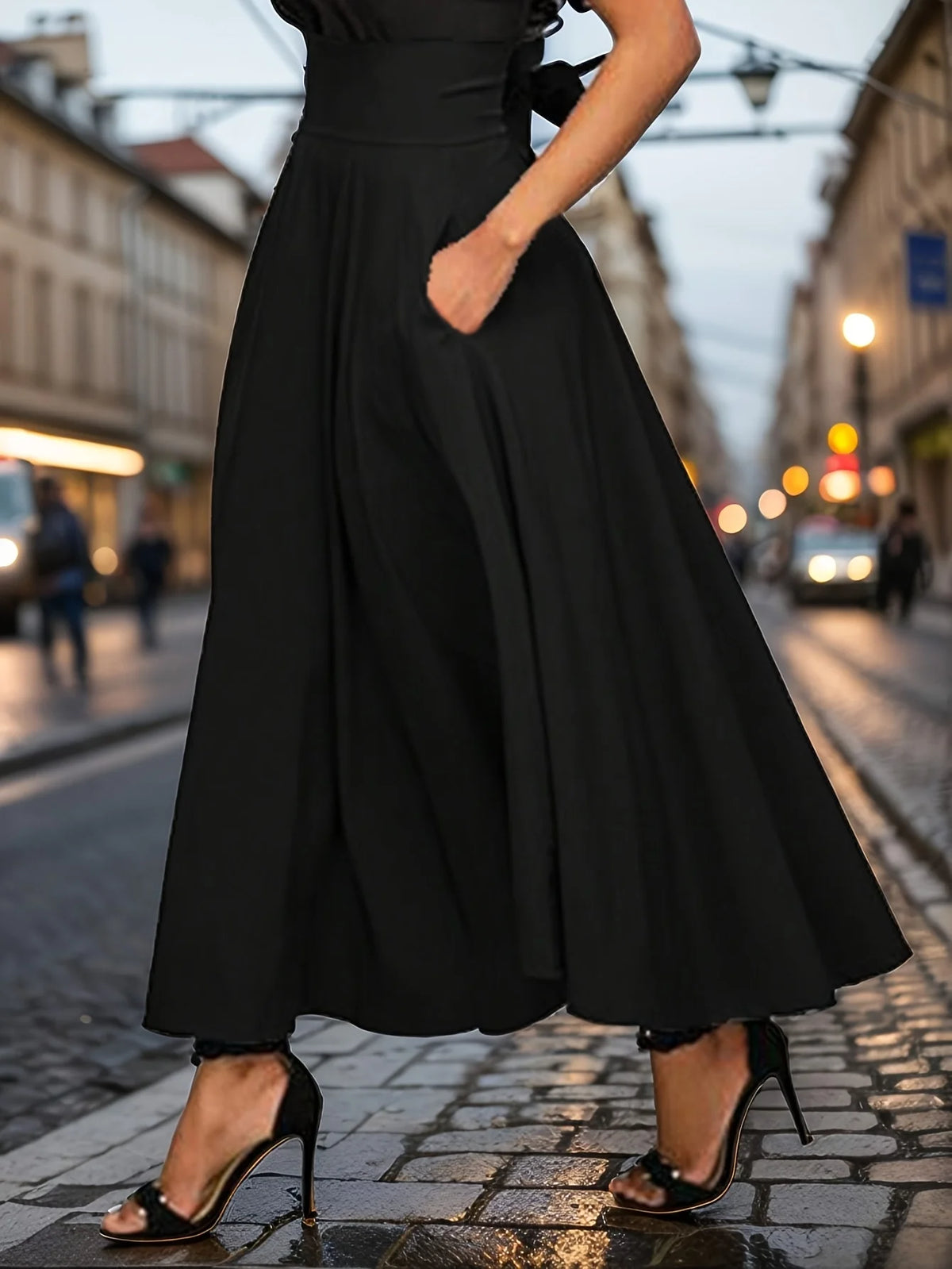 Bow-Detail A-Line Midi Skirt