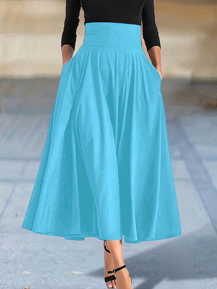 Bow-Detail A-Line Midi Skirt