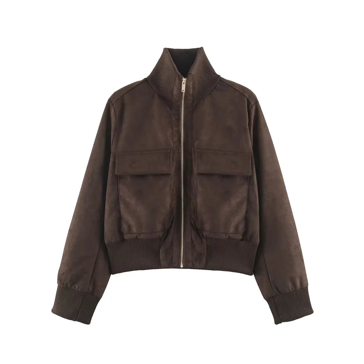 High-Neck Zip Jacket with Pocket Detailing
