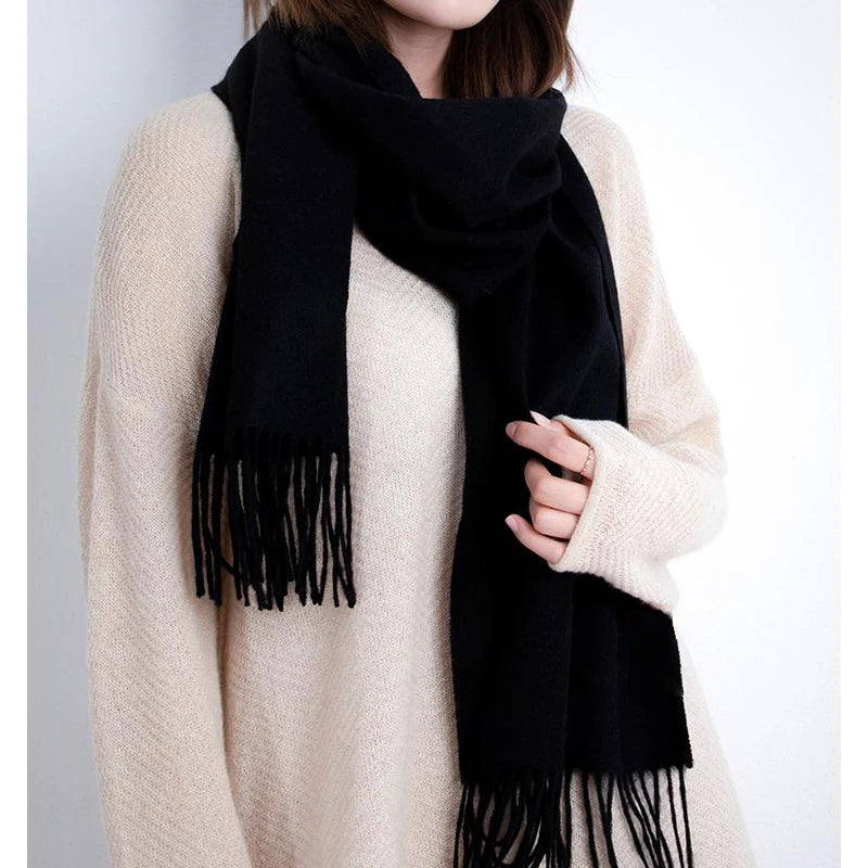 Long Wool Scarf – Solid Colour