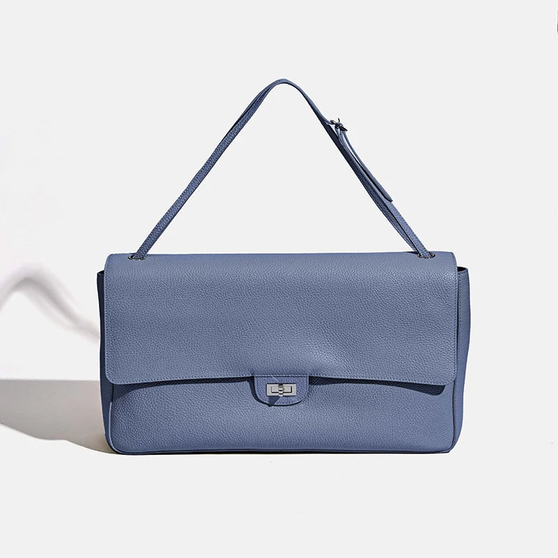 Leather Flap Shoulder Bag with Adjustable Strap