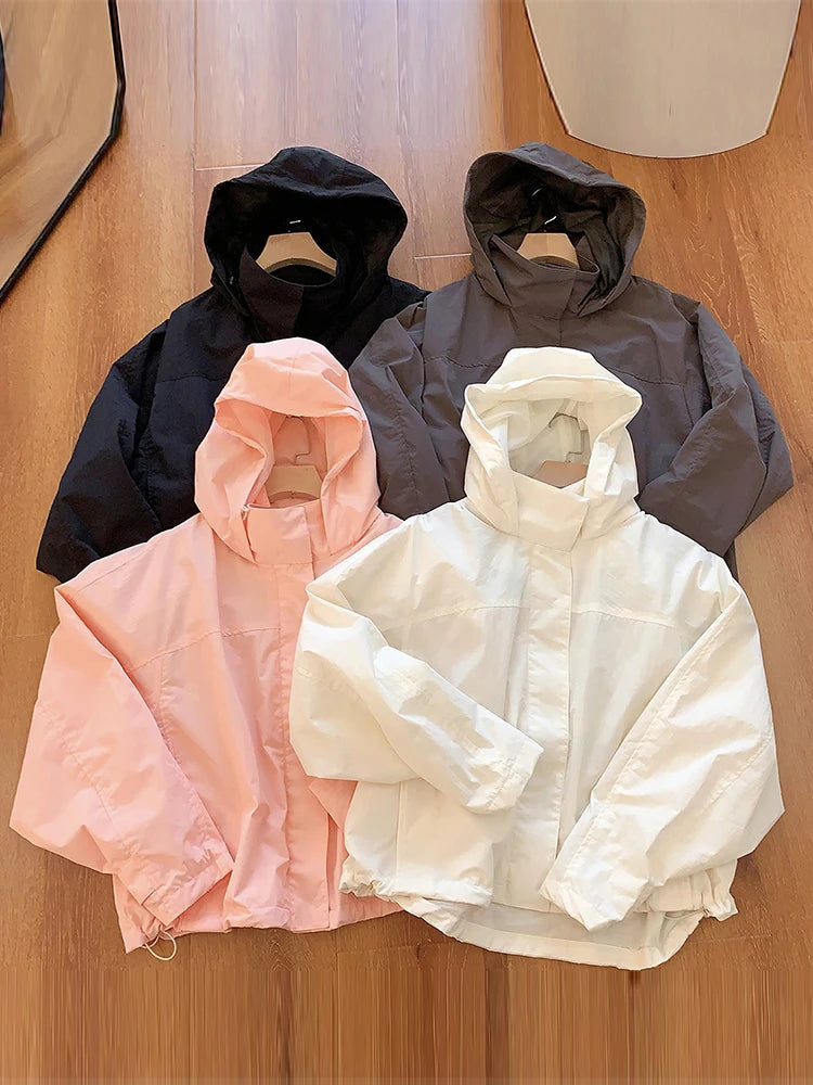 Lightweight Nylon Jacket with Concealed Hood