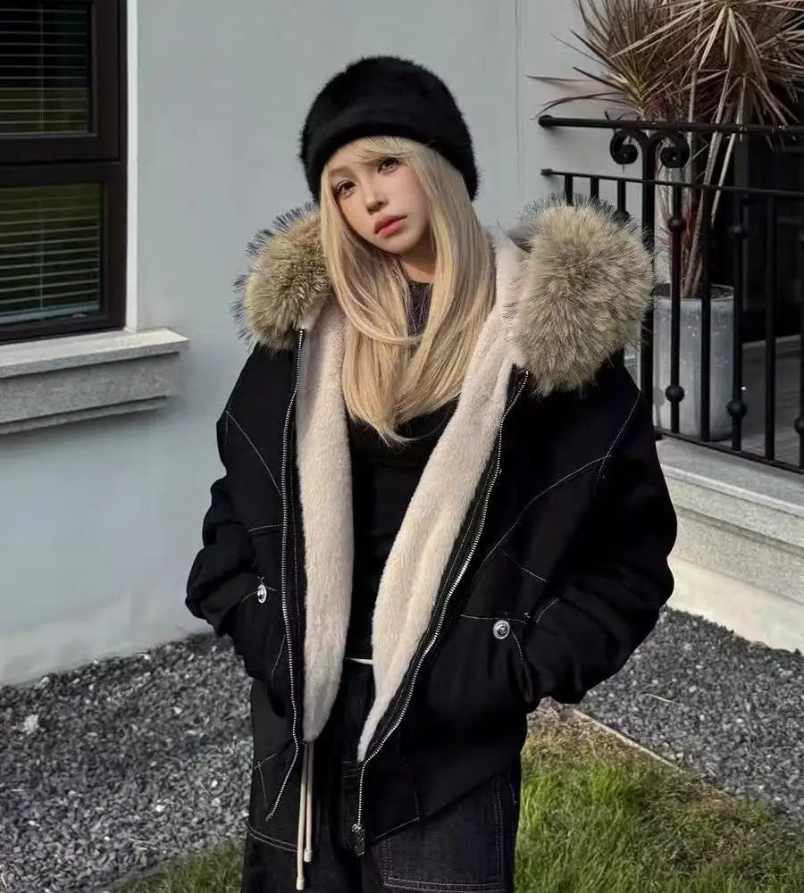 Hooded Padded Parka with Zip Front