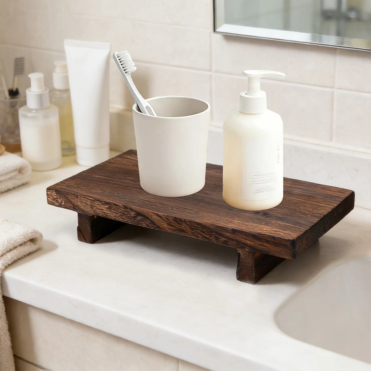Vintage-Style Wooden Decorative Tray
