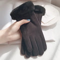 Plush-Lined Faux-Suede Touchscreen Gloves