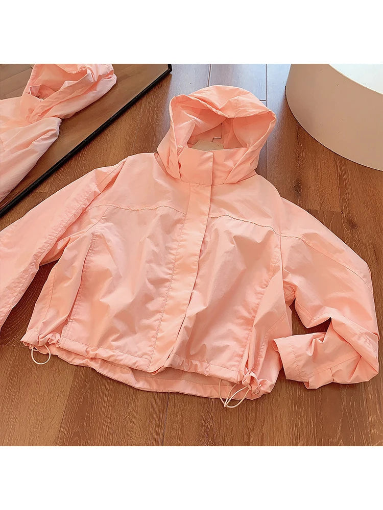 Lightweight Nylon Jacket with Concealed Hood