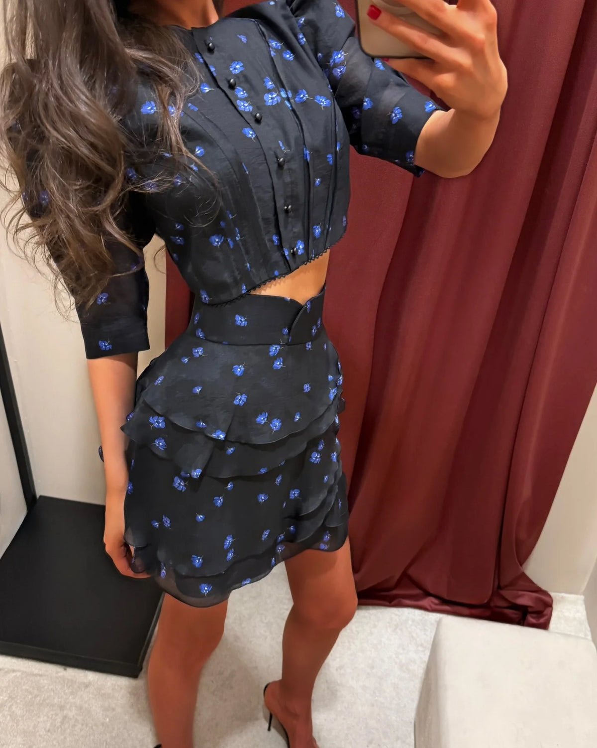 Puff-Sleeve Crop Top & Ruffle Mini Skirt Set