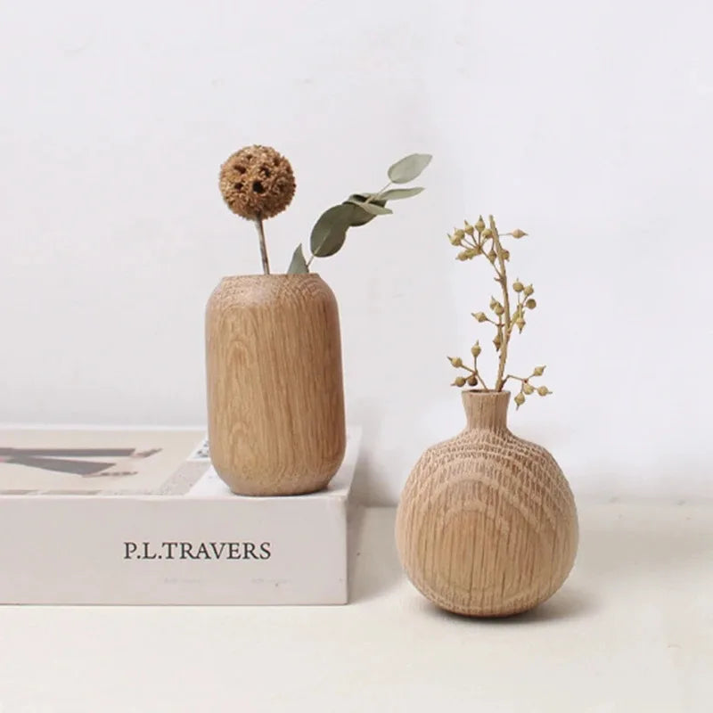 Wooden Decorative Vase for Dried Flowers